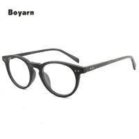 Boyarn usine lentille transparente personnalisé unisexe lunettes Oem acétate bois Grain lecteur rond Prescription myopie lunettes cadre
