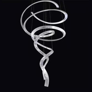Lampadario a Sospensione di Lusso in Stile Moderno con Anelli di Cristallo Personalizzati a <span class=keywords><strong>LED</strong></span> per Grandi Progetti, Scale, Ingresso Hotel e Sala Banchetti - Product Image 3