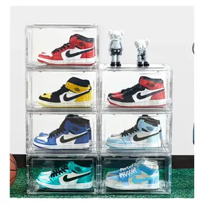 Op Maat Gemaakte Logo Hot Stapelbare Home Schoen Opbergdoos Kratten Plastic Doorzichtige Sneaker Box Voor Schoenen Display Schoen Case