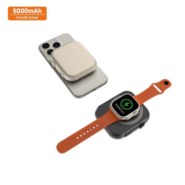 3-In-1 Magnetic Power Bank 5000mAh,22.5W Portable Wireless Charger for IPhone, for Airpods Watch Series, for Airpods