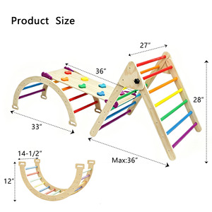 Estructura de escalada interior de madera maciza para niños pequeños, conjunto plegable Montessori para gimnasio infantil o sala de estar, muebles para bebés - Product Image 4