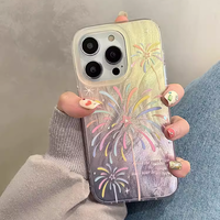 Casing HP Akrilik Love Fireworks untuk iPhone 16 15 14 Pro Max 13 12 11 Pro XS 17 Plus, Pelindung Layar Anti Benturan