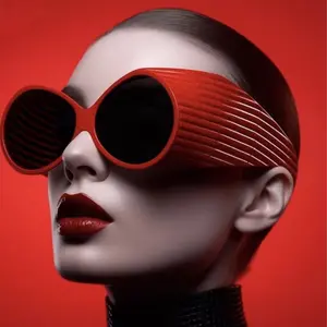 2024 신상품 대형 라운드 프레임 빈티지 디자이너 안경 와이드 암 패션쇼 여성 선글라스 복고풍 안경