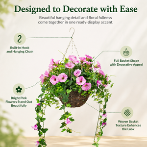 Cesta Colgante con <span class=keywords><strong>Geranios</strong></span> <span class=keywords><strong>Artificiales</strong></span> Blancos, Arreglo Floral con Hojas Verdes Largas, Decoración Ecológica para Balcón, Jardín, Hotel - Product Image 2