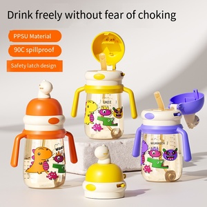 Taza Sippy anticaída a prueba de niños, silicona duradera y materiales PPSU para entrenamiento y alimentación de bebidas para bebés - Product Image 2