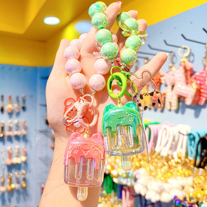H1 Promotional Gift Summer Kawaii Charm Lanyard Bag Pendant Charms Phone Decor Ice Cream Shape Jelly Keychain Key Chain