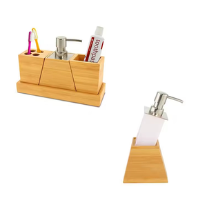 Ensemble distributeur <span class=keywords><strong>de</strong></span> savon à vaisselle moderne <span class=keywords><strong>en</strong></span> bambou deux pièces, design étanche et écologique, accessoires <span class=keywords><strong>de</strong></span> salle <span class=keywords><strong>de</strong></span> <span class=keywords><strong>bain</strong></span> – Vente directe usine - Product Image 2
