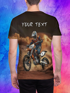 OEM Full Print Motocross Dirt Bike Graphic Tee Personalized Custom Name Text Motorcycle <strong>Racing</strong> Men Casual Short Sleeve T-shirt - Product Image 3