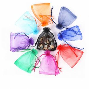 Sacs à bijoux en organza transparent TianRui HY-1188 en gros, sacs à cordon personnalisés en gaze unie recyclable pour emballage cadeau et bonbons - Product Image 1