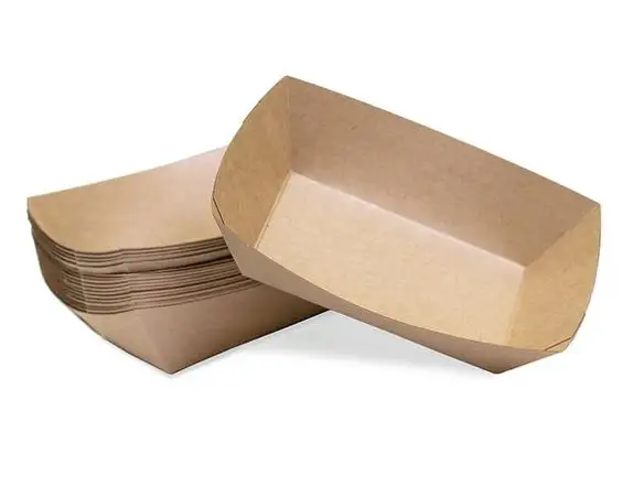 Recipiente de papel descartável personalizado da batata do produto comestível recipiente de barco da bandeja