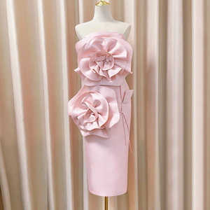 Vestido <span class=keywords><strong>de</strong></span> <span class=keywords><strong>fiesta</strong></span> <span class=keywords><strong>de</strong></span> cumpleaños Light Luxury Haute Couture Sweet Pink vestido sin tirantes - Product Image 6