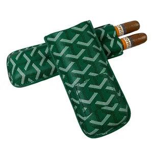 Tubo de embalaje de cigarros verdes al por mayor, soporte para 2 dedos, tubo de transporte con cortador de cigarros, accesorios para fumar, juego de regalo