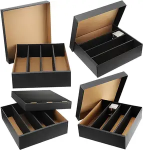 定制纸板箱交易卡收纳盒黑色收纳卡收纳盒带分隔器，用于运动卡收集