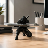 Porte-stylo Ninja noir, figurine imprimée en 3D, ornement de bureau, décoration de bureau pour la maison, le bureau, cadeau