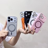 Étui de protection magnétique en cuir PU givré de luxe avec protection d'objectif pour iPhone 18 Pro Max 17 16 15 14 13 Pro, compatible avec la recharge sans fil