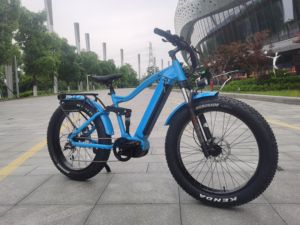จักรยานไฟฟ้า OEM 1000W ระบบขับเคลื่อนกลาง 48V ยางขนาด 26x4.0 นิ้ว แบบเต็มระบบกันสะเทือน สำหรับปั่นบนภูเขา 8 สปีด ระบบไฮดรอลิก รุ่น Prestige-2 น้ำหนักเบา ขนาด 20 นิ้ว - Product Image 4
