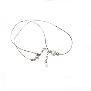 S925 Sterling <b>Silver</b> Pearl Bead Necklace For Women Minimalist <b>Choker</b> Everyday Wear - Product Image 5
