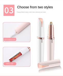 Tondeuse à sourcils rechargeable 2 en 1, épilateur facial pour femmes, rasoir électrique indolore pour le <span class=keywords><strong>visage</strong></span> avec lumière LED, étiquette privée OEM - Product Image 6