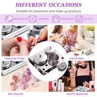 TSZS Lot de 3 coupelles en acier inoxydable pour désinfection des ongles, récipients à liquide acrylique pour manucure en salon, avec couvercles métalliques