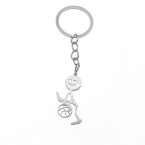 Llavero Personalizable de Acero Inoxidable con Diseño de Pareja de Hombres de Chispas, Estilo Divertido, para Entusiastas del Baloncesto - Product Image 5