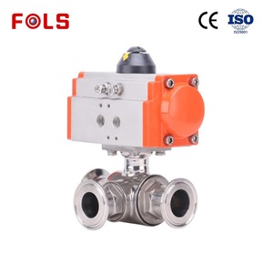 Stainless <b>Steel</b> 304 Clamp 3 Way Pneumatic Actuated Food Grade <b>Ball</b> AC220V DN50-100 PN16 L T Port - Product Image 3