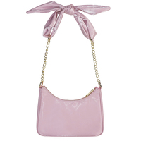 Sac Hobo Rose Tendance avec Nœud et Chaîne pour Femme, Sac à Bandoulière Doux et Brillant, Sac Mignon à Porter sous le Bras pour le Quotidien, les Trajets et les Rendez-vous