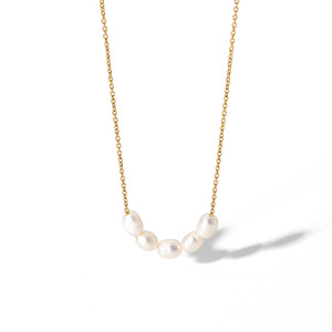 Collier de perles d'eau douce plaqué or 18 carats, chaîne de clavicule, qualité AA, design géométrique, pour usage quotidien - Product Image 5