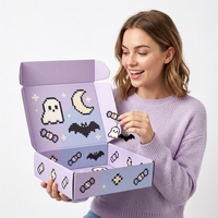 Boîte cadeau de Noël, boîte d'expédition d'Halloween, boîtes d'expédition en carton ondulé écologiques, impression de logo style peinture à l'huile, e-commerce