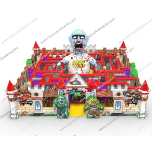 Commercial Giant Outdoor Halloween Inflatable Zombie Nerf War Maze Inflatable Halloween Obstacle Course