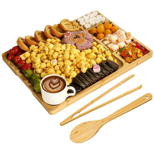 Plateau à fromage en bambou rectangulaire avec compartiments pour les apéritifs et le service, planche à découper en bois pour fruits, pain et fromage - Product Image 5