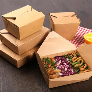 Einweg-Kraftpapier-Lebensmittel behälter Öko-Papier-Lebensmittel verpackungs boxen Lebensmittel zum Mitnehmen