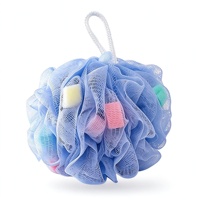 Éponge de bain en loofah 50g, exfoliante, douce et durable, avec boules de mousse intégrées, idéale pour les voyages ou comme cadeau de vacances