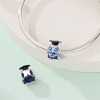 Nouveauté 2026 Perle pendentif breloque en argent, motif fleurs de printemps, de graduation et de naissance, avec zircon, compatible bracelet à breloques, pour cadeau, en promotion
