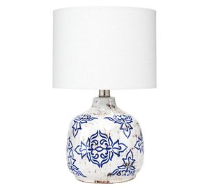 American Style Blue Pattern White Finish Ceramic Table Lamp for Home Decoration - Product Image 1