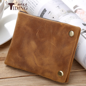 Portefeuille à deux volets en cuir Crazy Horse pour homme, fin, en cuir véritable, marron foncé 4037 - Product Image 4