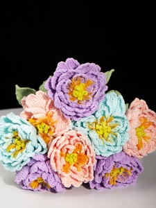 Ramo de Peonías de Diamante Tejido a Crochet Hecho a Mano |   Flores de Peonía Tejidas <span class=keywords><strong>para</strong></span> <span class=keywords><strong>Siempre</strong></span> |   Decoración Boho <span class=keywords><strong>para</strong></span> el Hogar / Boda / Día de la Madre - Product Image 1