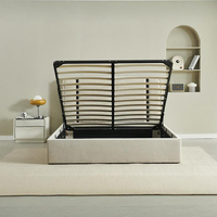 Juego de Cama Minimalista con Almacenamiento, Tamaño Completo 1.8m, King/Queen, Ecológico, Duradero, Tapizado en Tela Suave, Plegable, de Madera, Lujoso