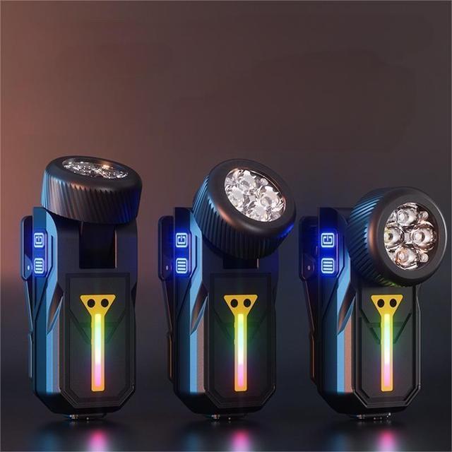 Outdoor Multifunctional Portable Mini Flashlight Rotatable Head White/Yellow/Red/UV Light Color Magnet Clip Small Flash Lights