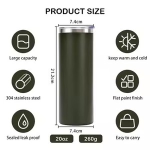 Vaso Térmico Personalizado con Logotipo, 20 oz, Recubierto en Polvo, Diseño Delgado, Doble Pared, Acero Inoxidable, Aislado, con Tapa y Pajita - Product Image 3