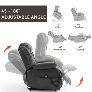 <span class=keywords><strong>Fauteuil</strong></span> inclinable électrique gris en similicuir à double moteur, 350 lb, avec télécommande, massage et chaleur, pour la relaxation dans le salon - Product Image 5