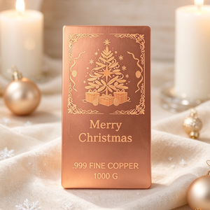 Lingot de cuivre fin 99,9 % de 1000 g, design sapin de Noël, plaque métallique rectangulaire, cadeau de Noël - Product Image 3