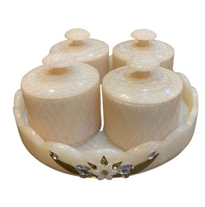 Elegant Quality Resin Tray and Storage Jar <b>Set</b> for Snacks Candy Dry Fruits and Home Serving Needs Available at Export Price - Product Image 2