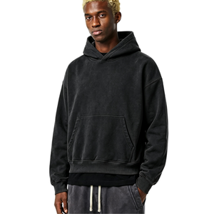 Custom Logo Heavyweight 100% Cotton French Terry Vintage Blank Oversized Hoodies Men Streetwear Print Pullover <b>Hoodie</b> TKAN9005 - Product Image 2