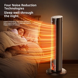 2200W Đen freestanding hồng ngoại Patio Máy sưởi PTC gốm hộ gia đình không gian nóng điện tháp quạt nóng với hiệu ứng ngọn lửa - Product Image 3