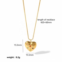 Collier pendentif en forme de cœur, œil maléfique, pièce de monnaie soleil, en acier titane plaqué or 18 carats, zircon coloré, vintage, bohème, bijoux imperméables