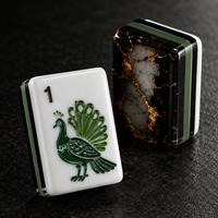 Jeu de Mahjong Américain Kintsugi Noir et Or, 160 Tuiles, Dos en Marbre Laqué Acrylique à 4 Couches, 31,5x23x16mm, Logo Personnalisé OEM/ODM