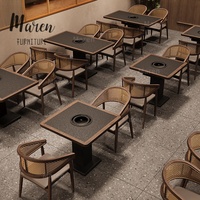 Mountain-Field Breeze Nordisches Design Massivholz Hot Pot & Barbecue Restaurant Esstische Stühle Sitzecken Sofas Kommerzielles Set