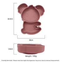 Assiette pour bébé en silicone de qualité alimentaire, motif koala, avec compartiments et ventouse – Écologique et facile à nettoyer