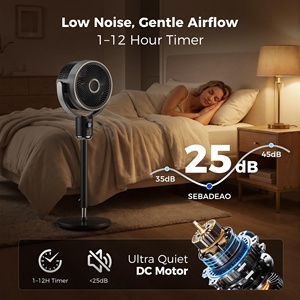 Ventilateur de circulation d'air électrique 9000 mAh, ventilateur sur pied avec veilleuse, oscillant, silencieux, pour usage domestique et bureau - Product Image 6