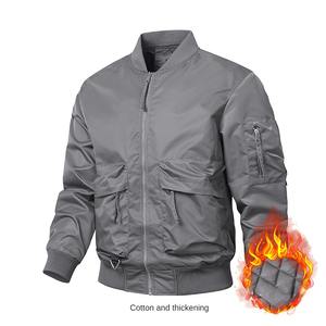2024 Streetwear Pilotenjacke Wolle-Kaschmir Herbst Winddichte Fliegerjacke Übergröße Slim Fit Individuell Bestickte Bomberjacke für Herren - Product Image 6